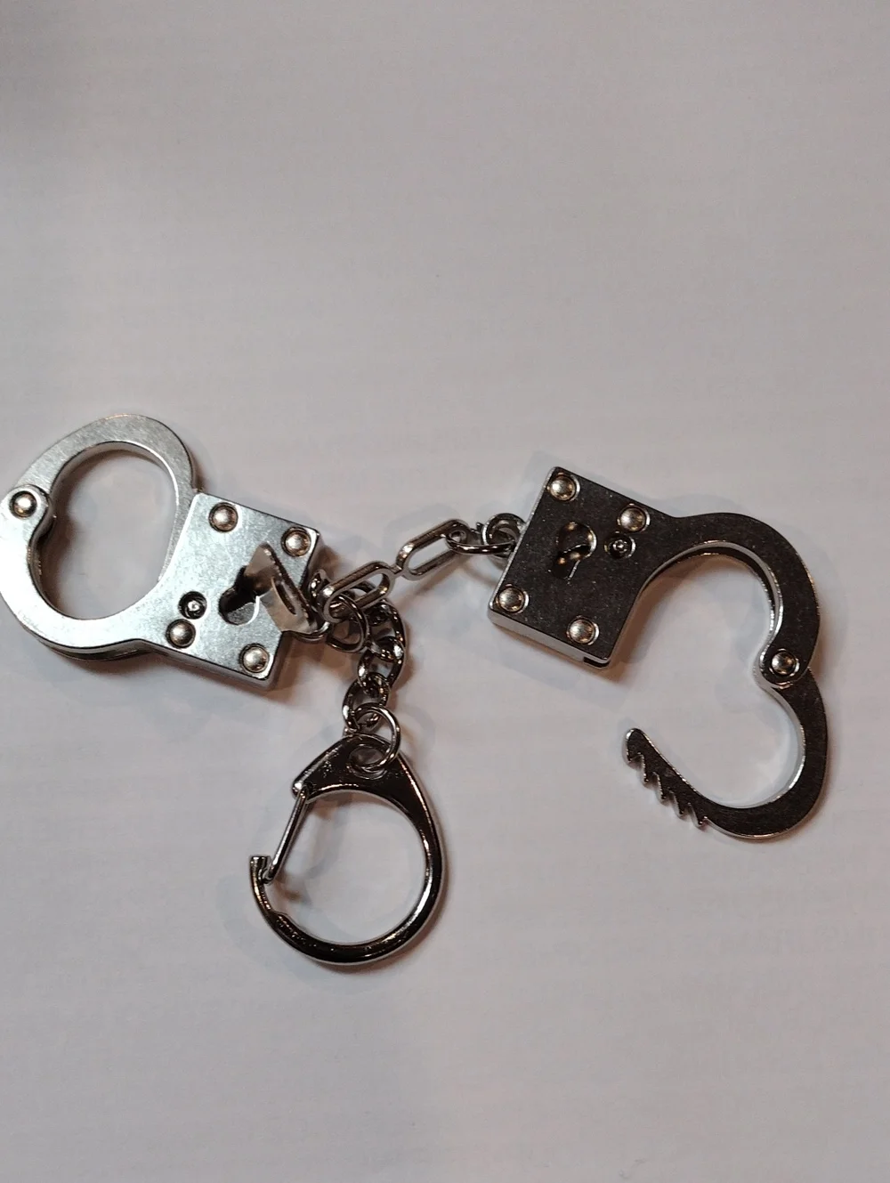 Lot of 2 Men's Silver Handcuff Keychain Accessory with key super cute 3.25